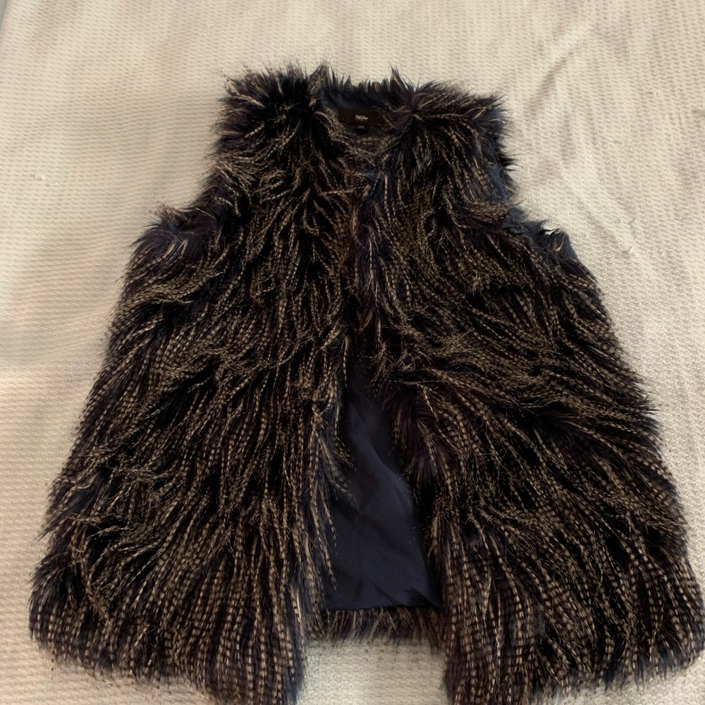 Navy Blue Faux Fur Vest
